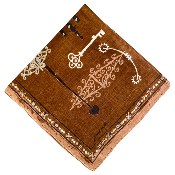 Jeanne Miller Handkerchief Vintage Skeleton Keys Lock Doorknob Hinges Victorian - Picture 6 of 8